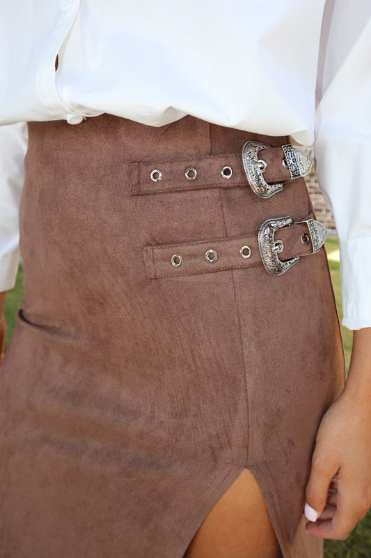 Double Buckle Maxi Skirt