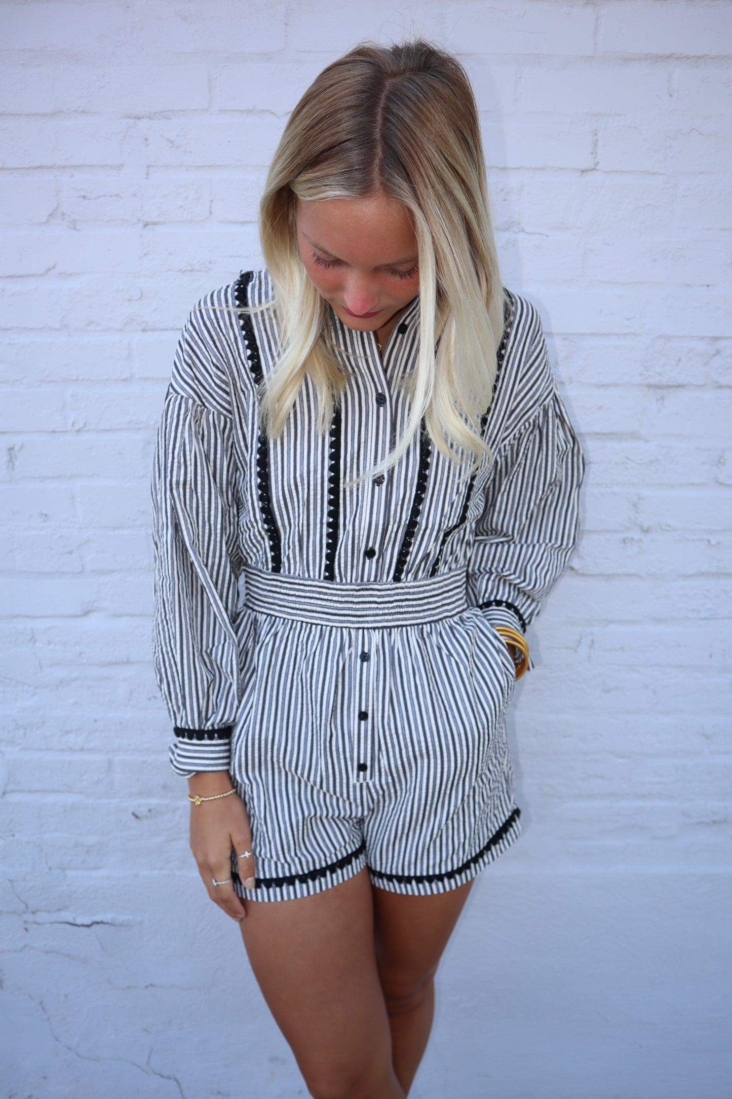 Mabry Pinstripe Romper