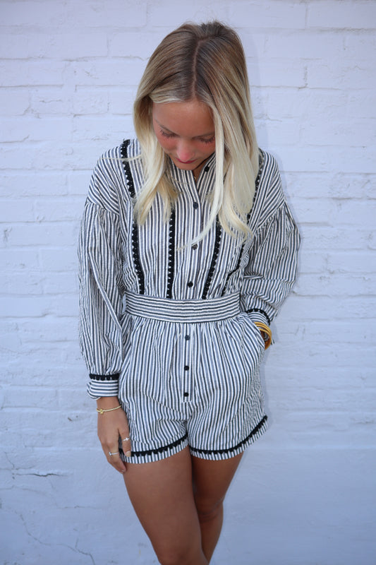 Mabry Pinstripe Romper